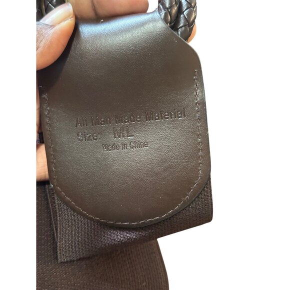 Y2k Braided Brown Waist Belt With Faux Leather Design & Snap Closure M/L Size - Picture 8 of 10